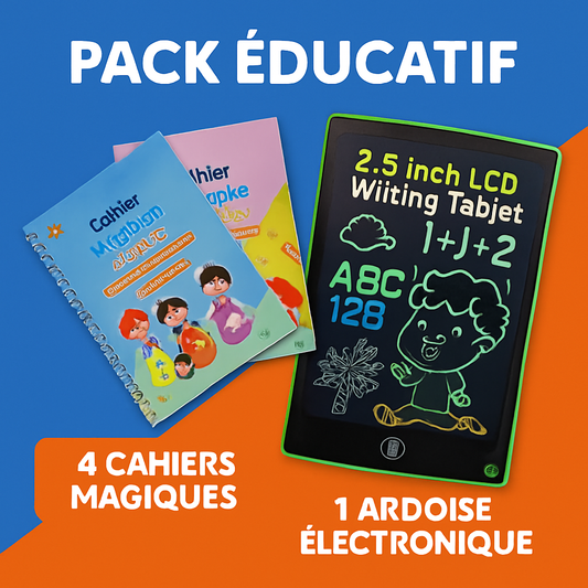 Pack Éducatif Complet – Cahier Magique + Tablette d’Écriture LCD